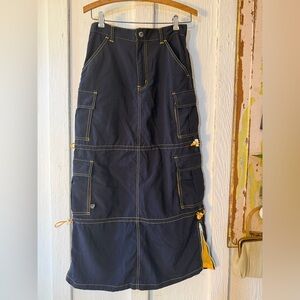 Y2K Nylon Parachute Cargo Skirt Techwear Utility Multi Pocket Streetwear:Sz XS